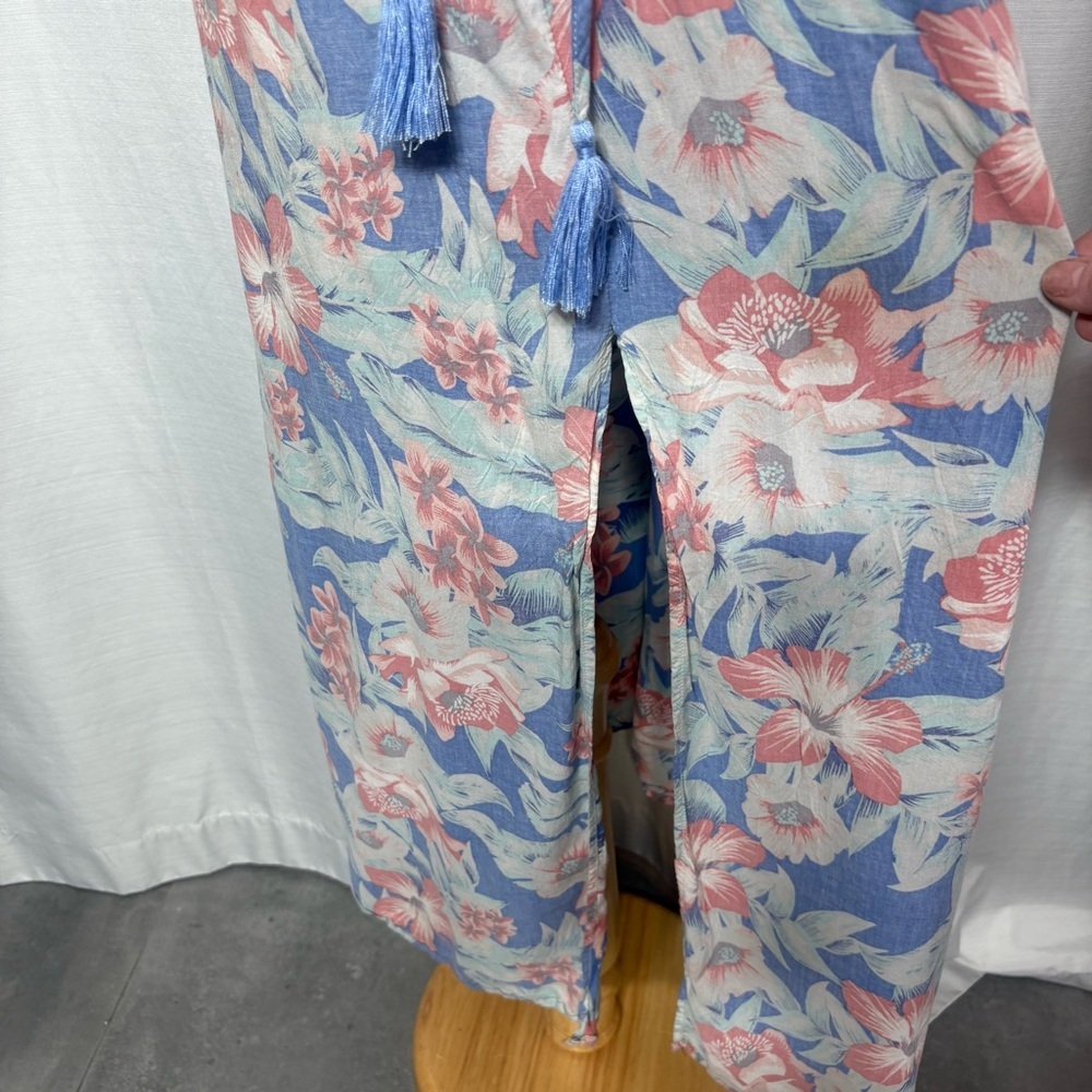 Rip Curl Floral Maxi Dress Boho Beach Vacation Summer Button Down Slit Size M - Picture 5 of 11